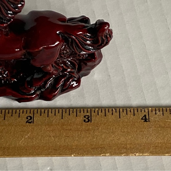 Chinese Resin Wild Horse cinnabar Red Statue Sculpture Vintage Feng Shui Lucky - Picture 6 of 16